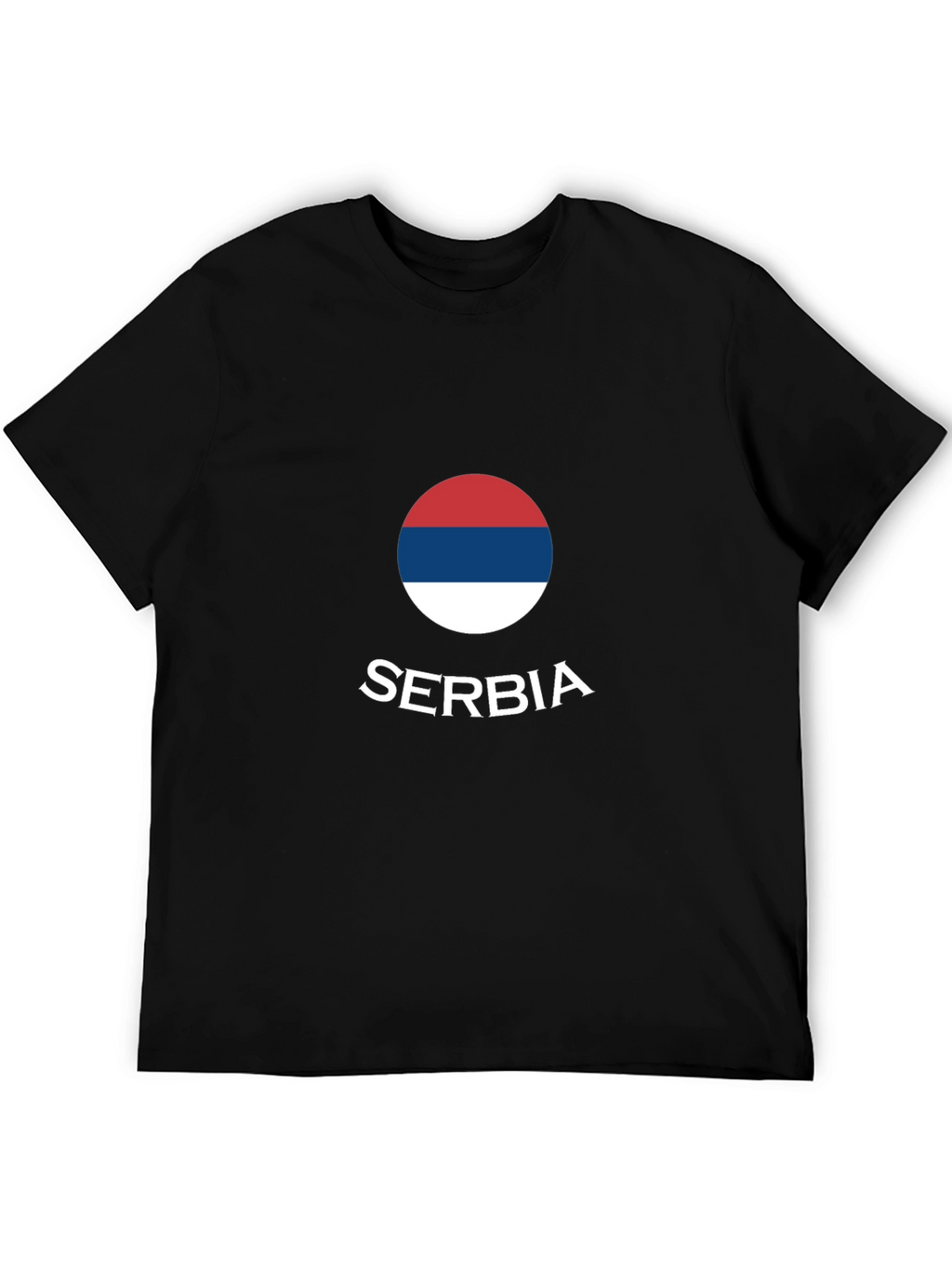 Serbia Flag T-Shirt Black Cotton Tee