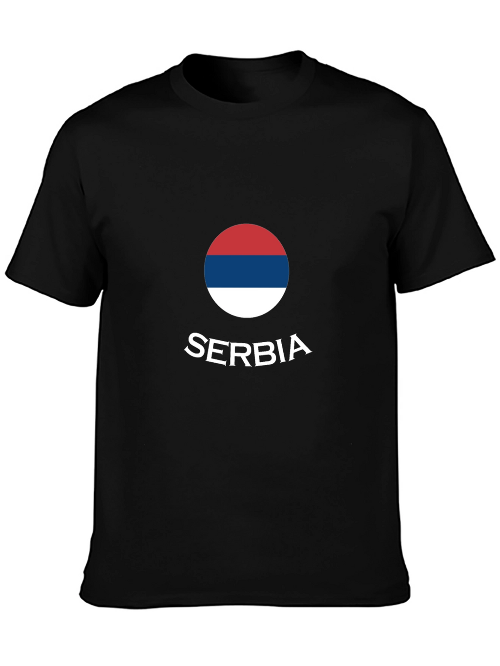 Serbia Flag T-Shirt Black Cotton Tee