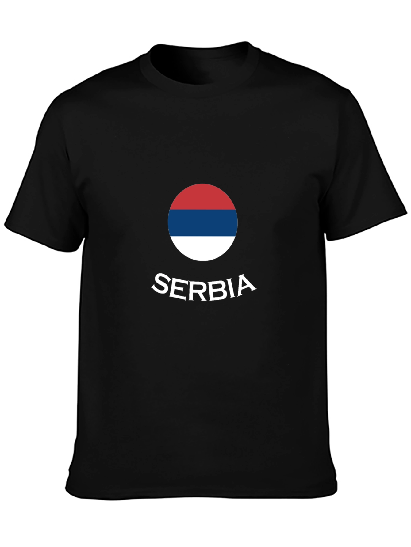 Serbia Flag T-Shirt Black Cotton Tee