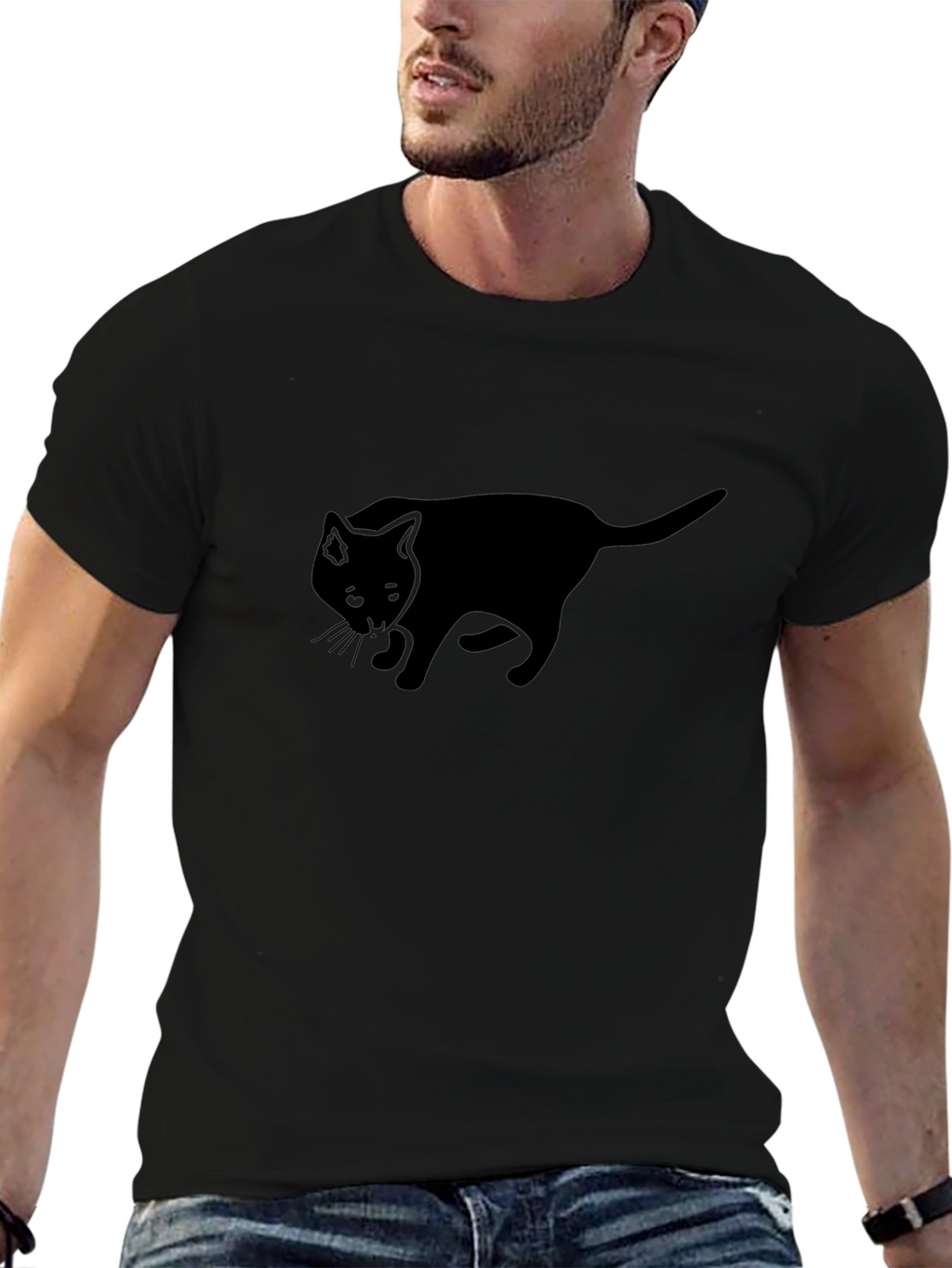 Black Cat Silhouette T-Shirt - Classic Comfort