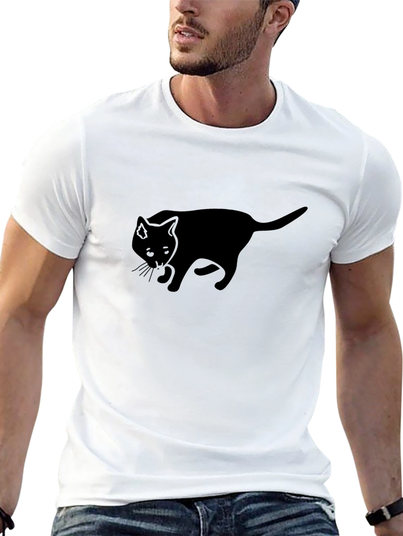 Black Cat Silhouette T-Shirt - Classic Comfort