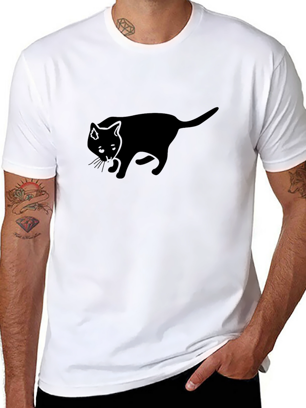 Black Cat Silhouette T-Shirt - Classic Comfort
