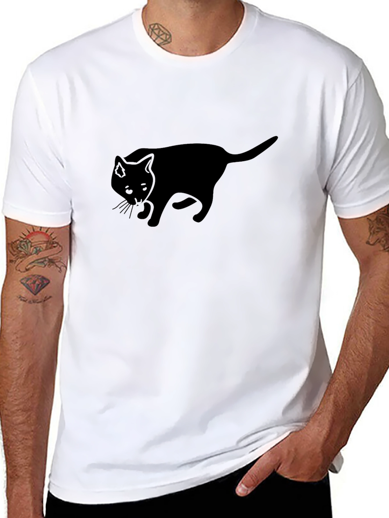 Black Cat Silhouette T-Shirt - Classic Comfort