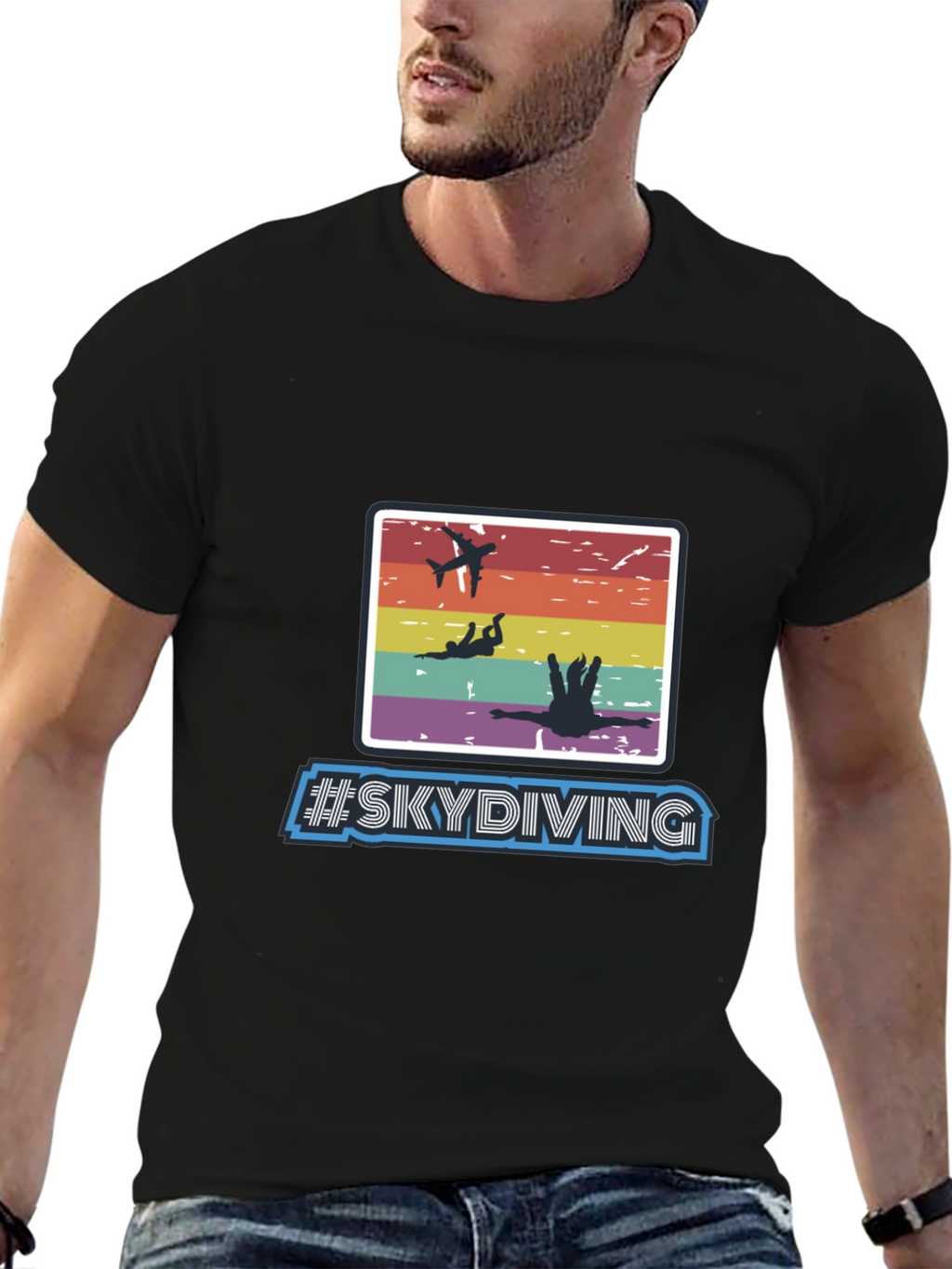 Skydiving Graphic Print T-Shirt