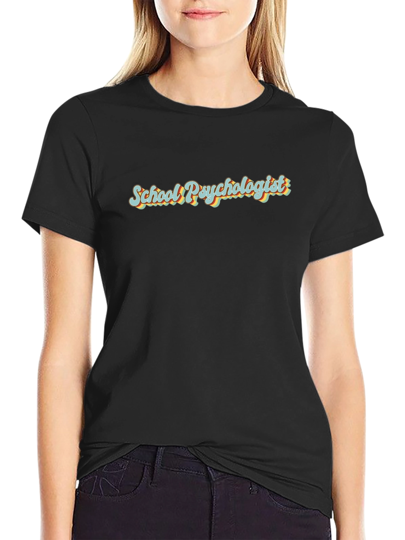 School Psychologist Retro Style Black T-Shirt