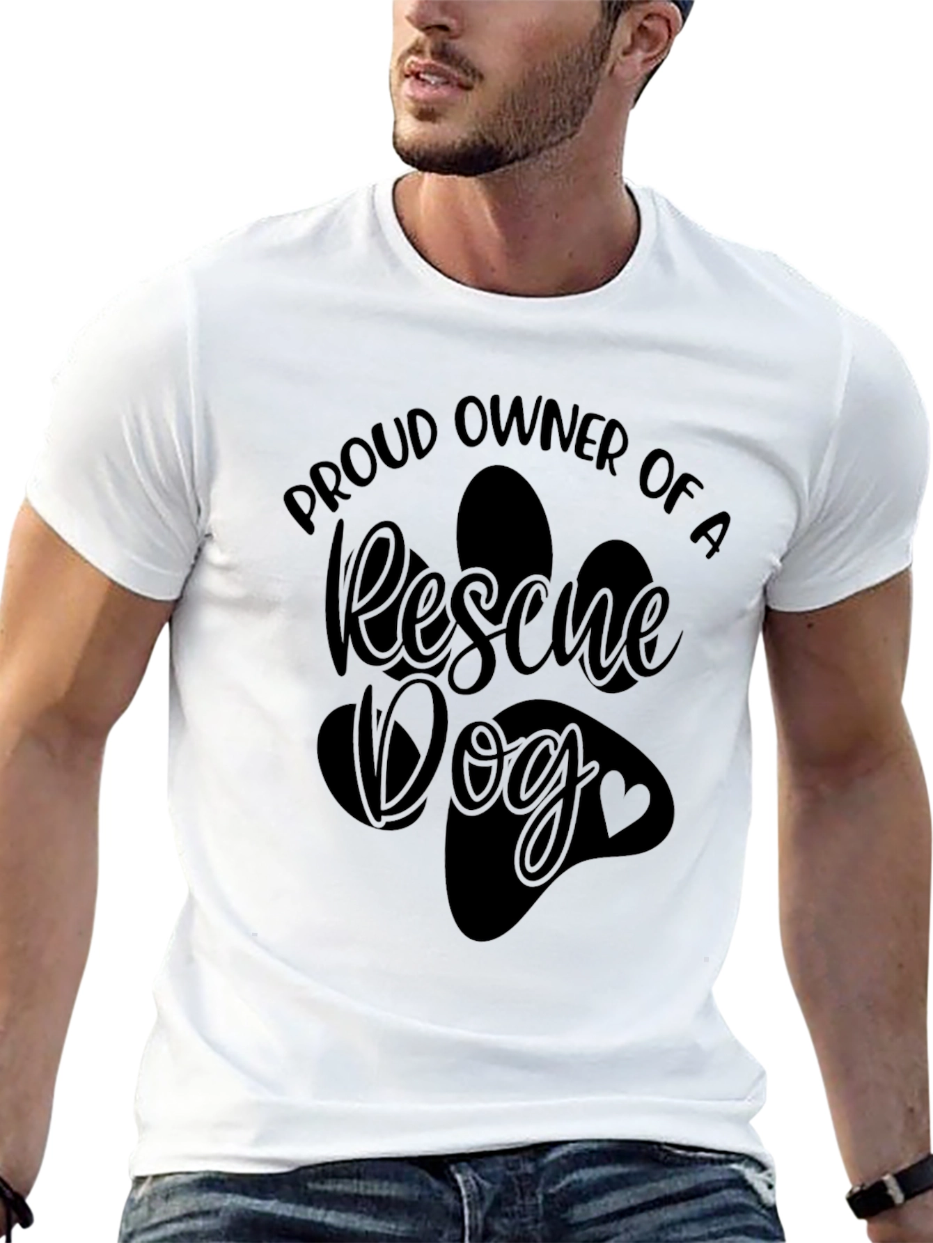 Rescue Dog Owner T-Shirt - Paw Print Design