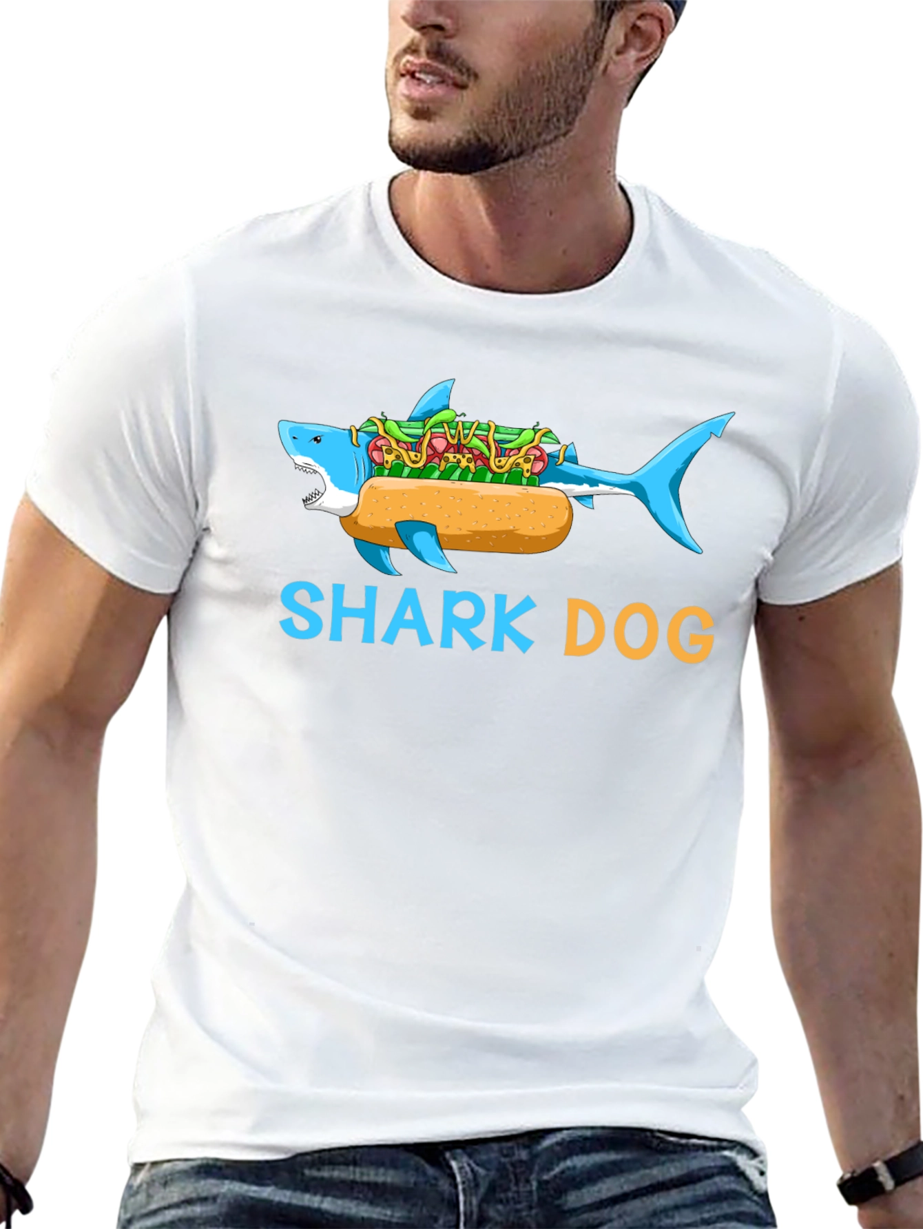 Shark Dog Graphic T-Shirt - Funny Novelty Tee