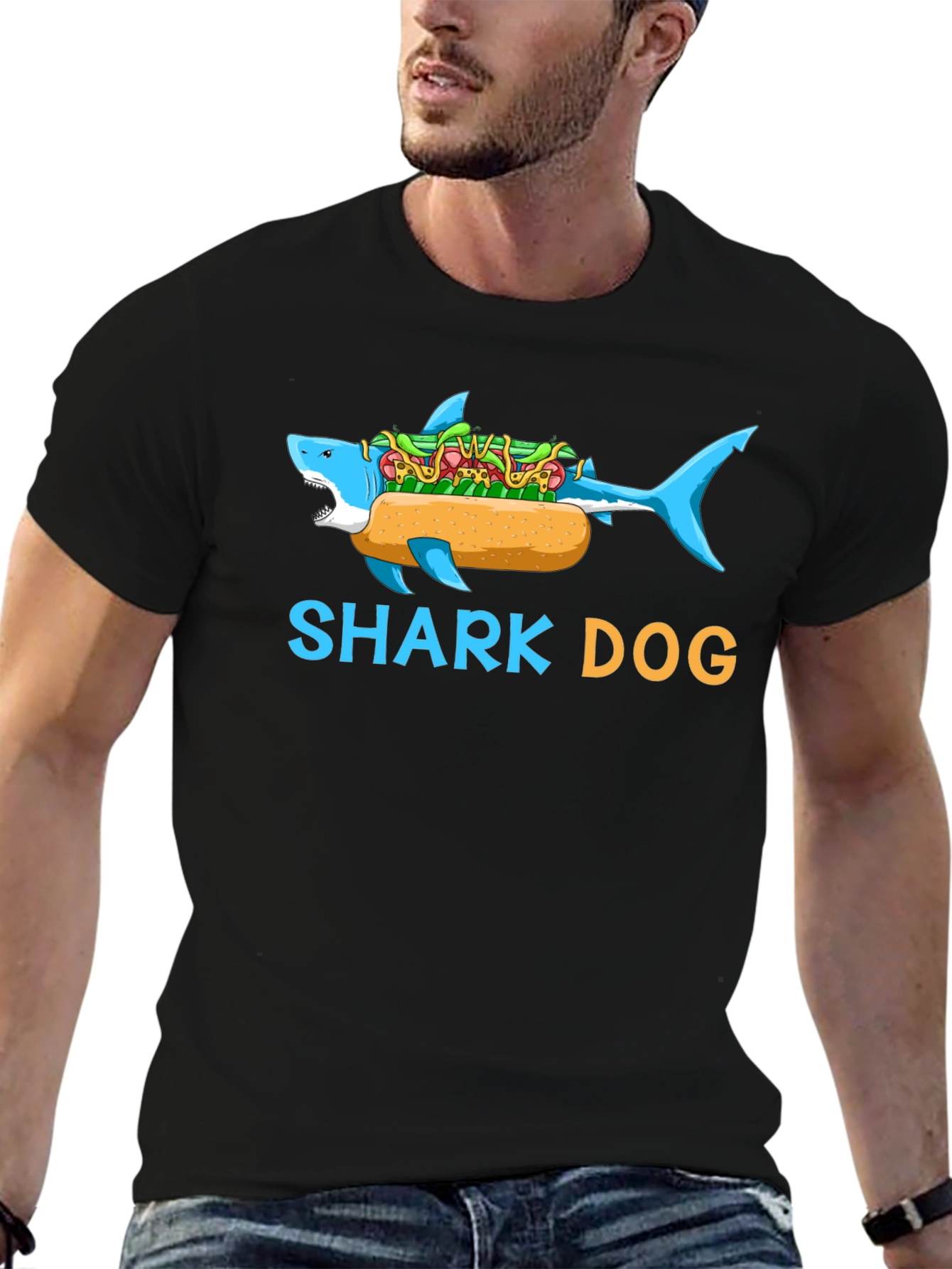 Shark Dog Graphic T-Shirt - Funny Novelty Tee