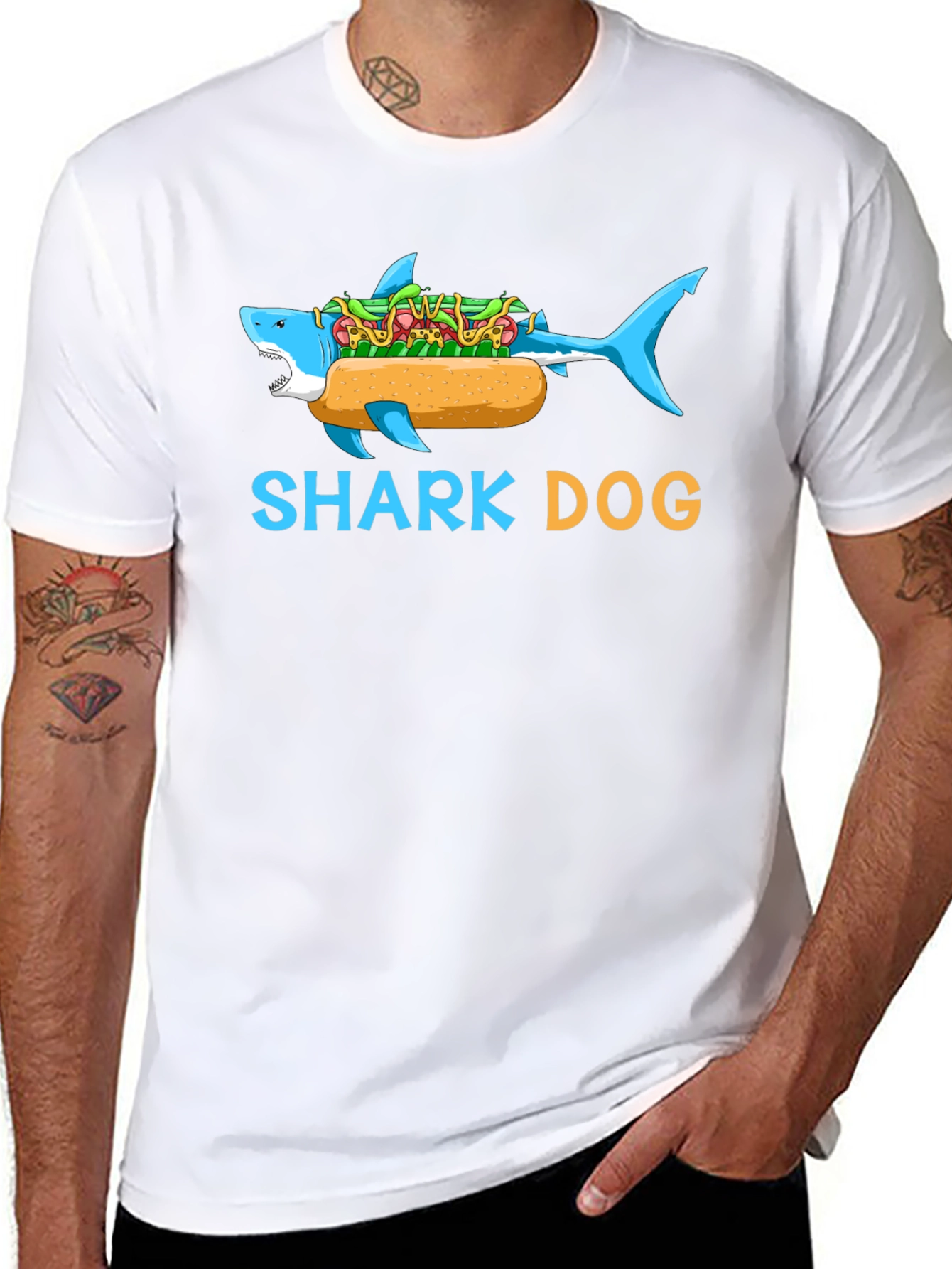 Shark Dog Graphic T-Shirt - Funny Novelty Tee