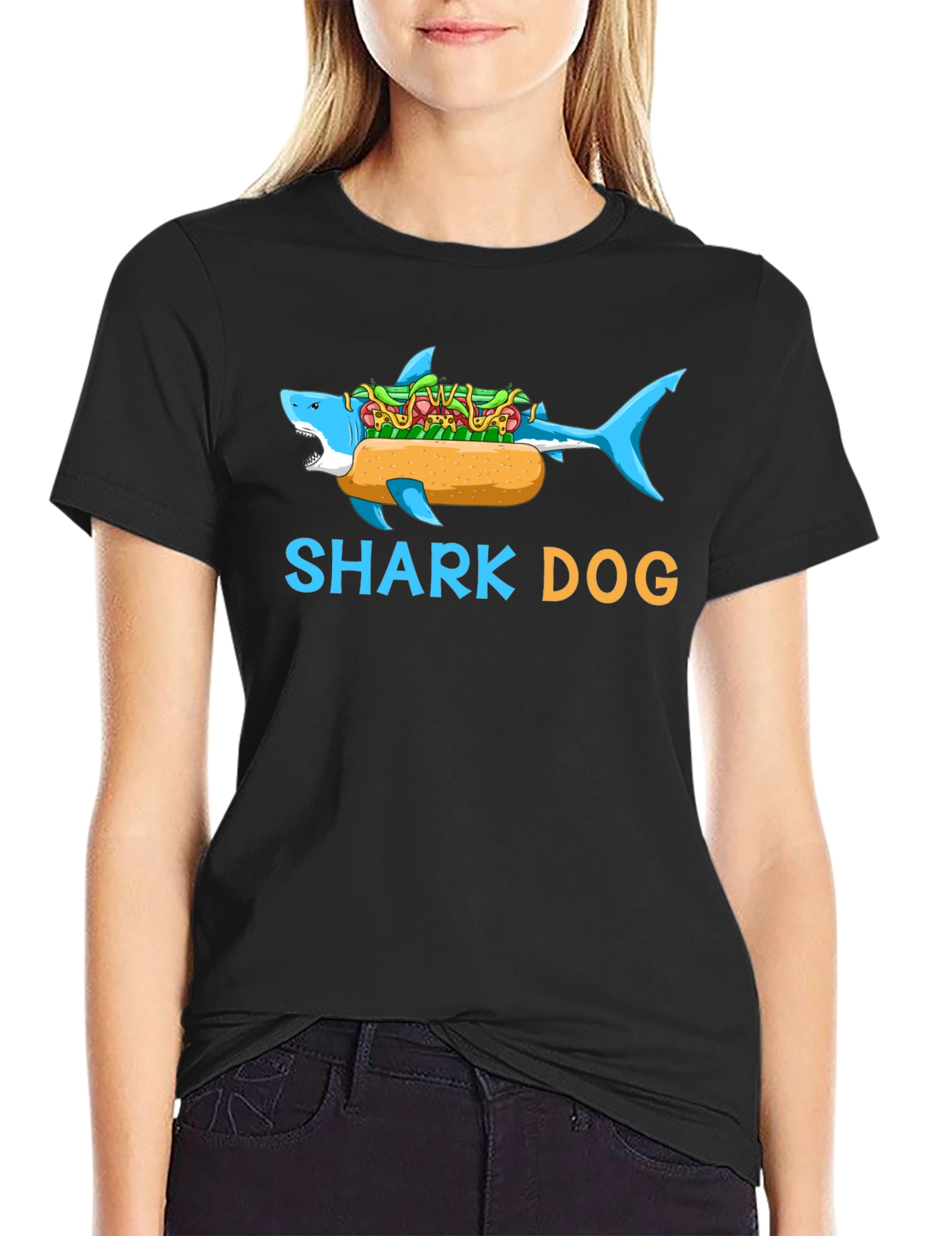 Shark Dog Graphic T-Shirt - Funny Novelty Tee
