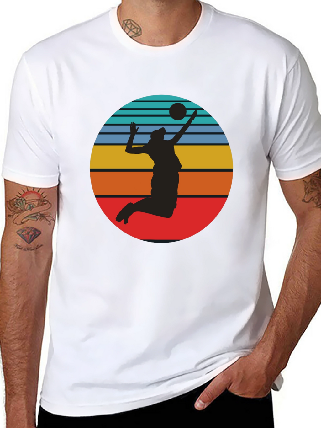 Volleyball Sunset Graphic Tee - Black