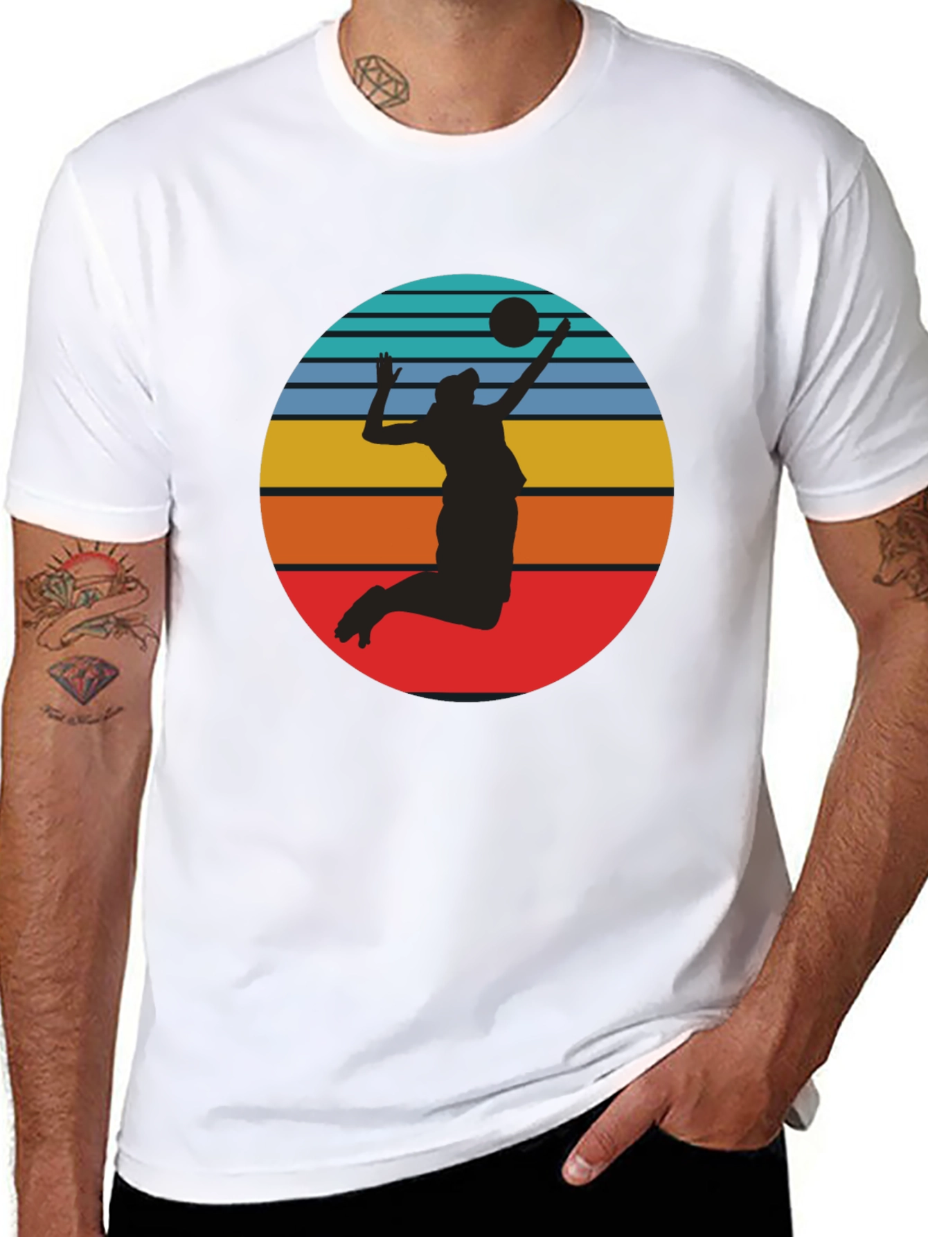 Volleyball Sunset Graphic Tee - Black
