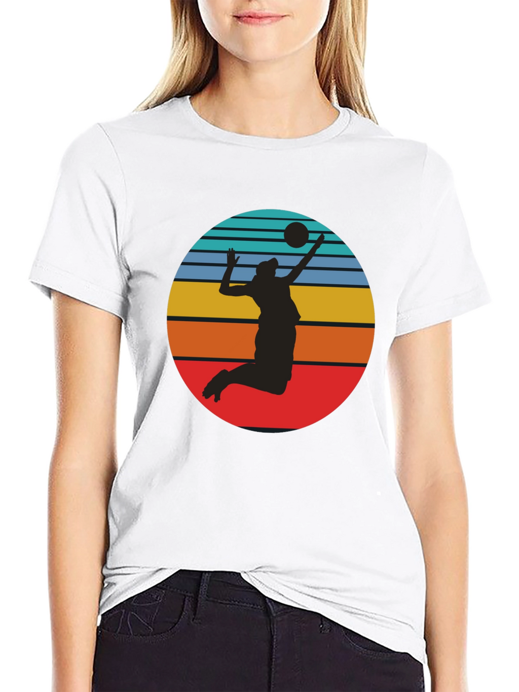 Volleyball Sunset Graphic Tee - Black