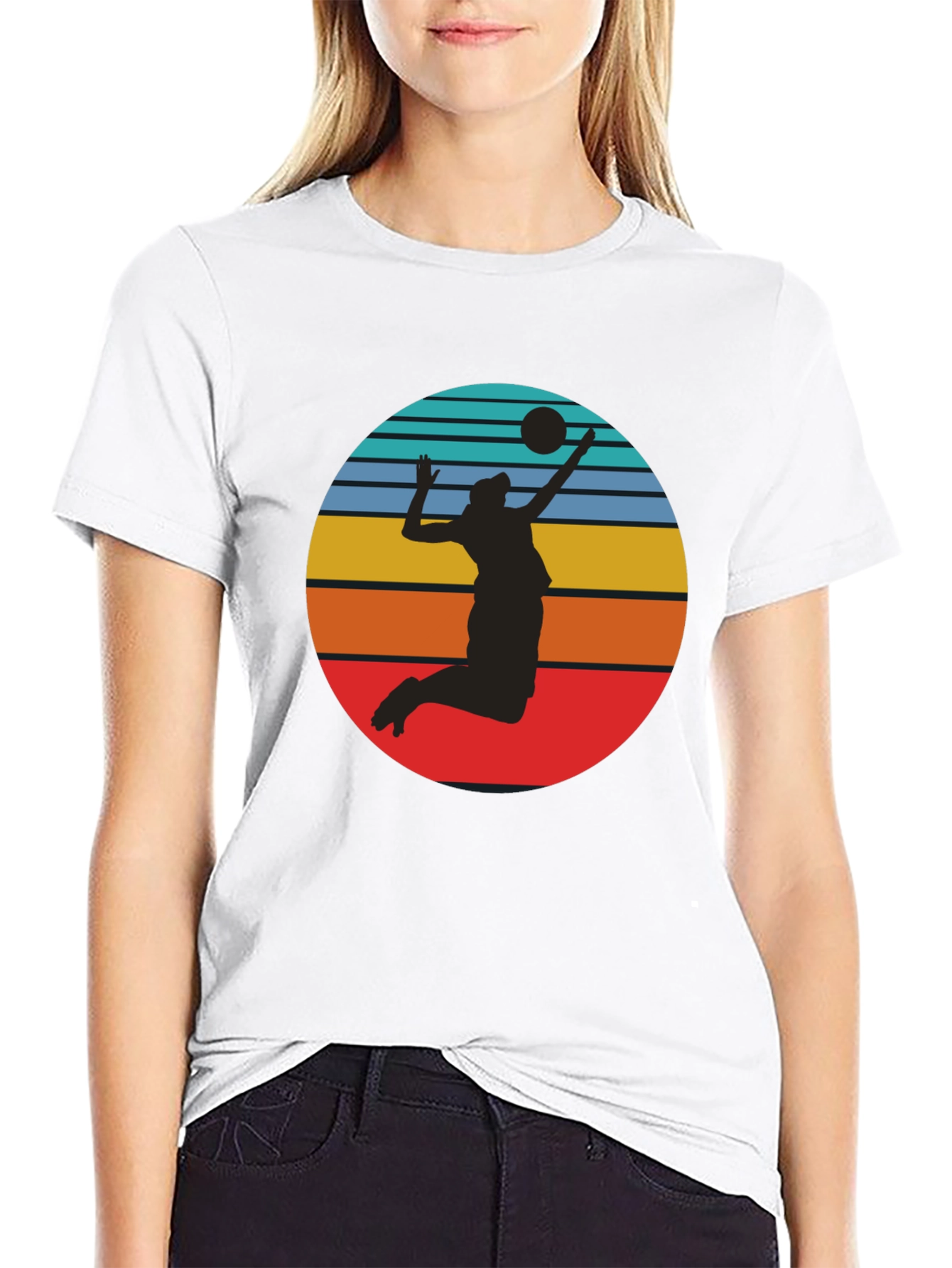 Volleyball Sunset Graphic Tee - Black