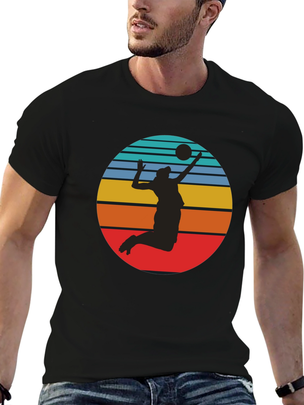 Volleyball Sunset Graphic Tee - Black