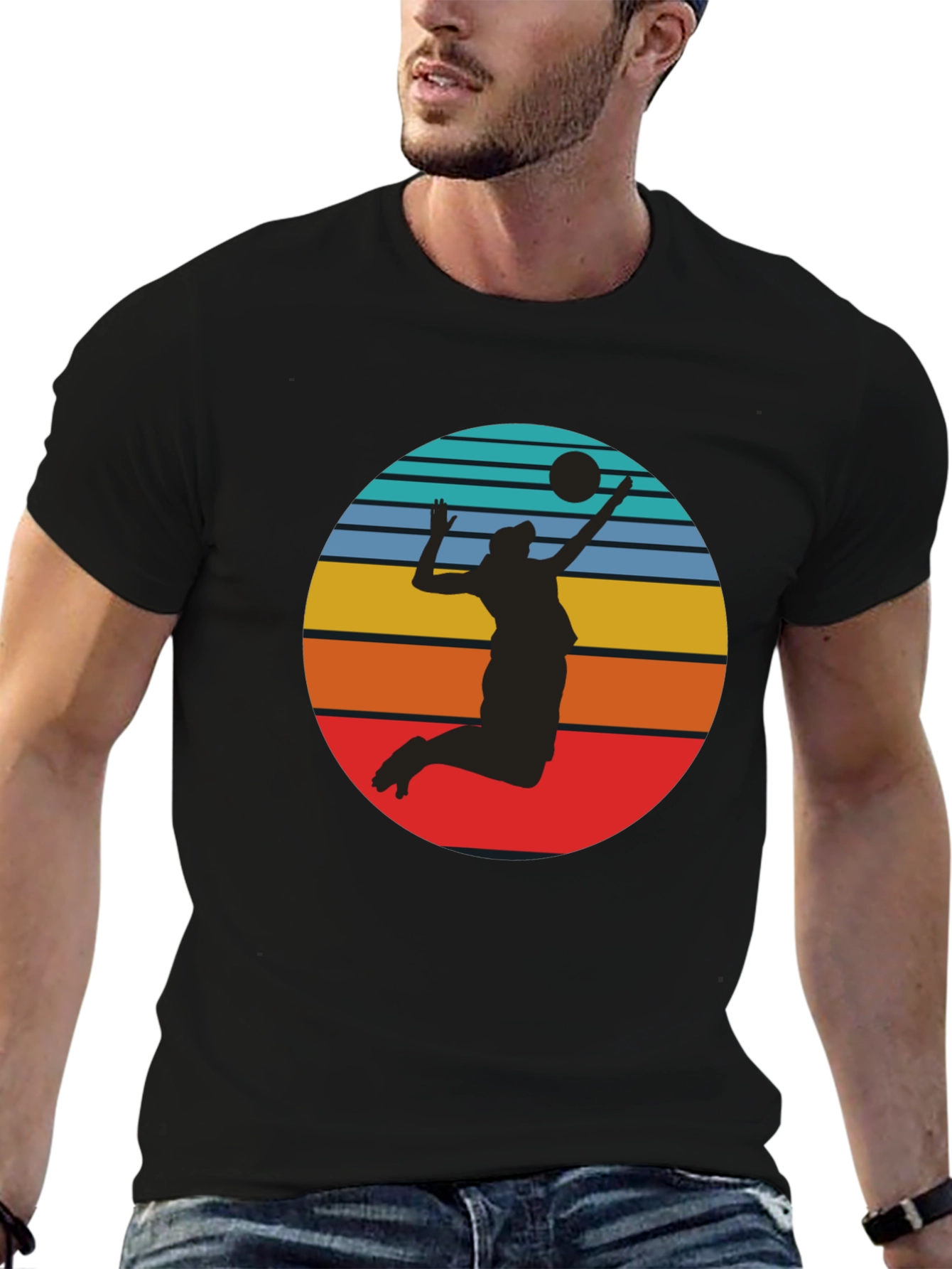 Volleyball Sunset Graphic Tee - Black
