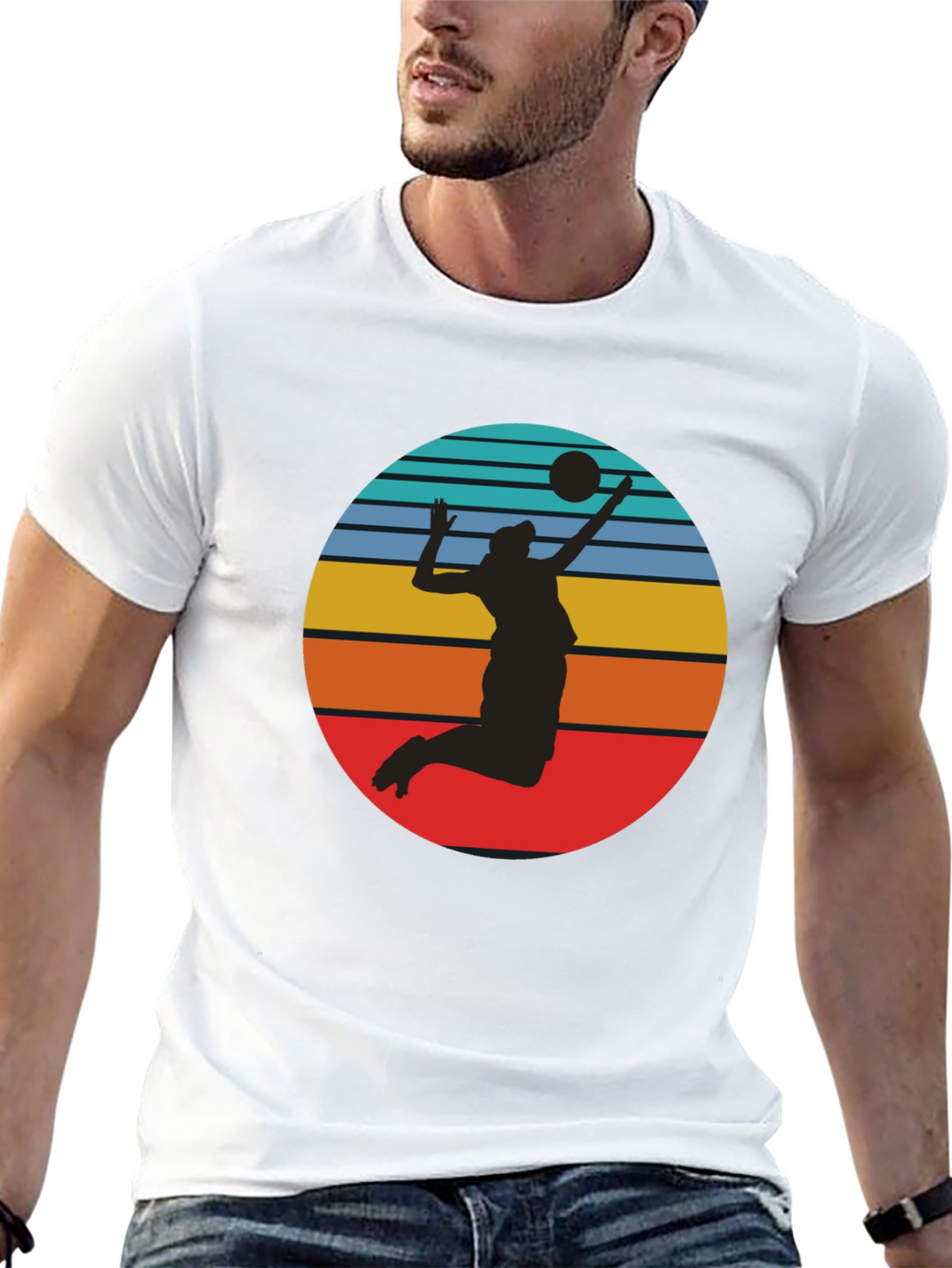 Volleyball Sunset Graphic Tee - Black
