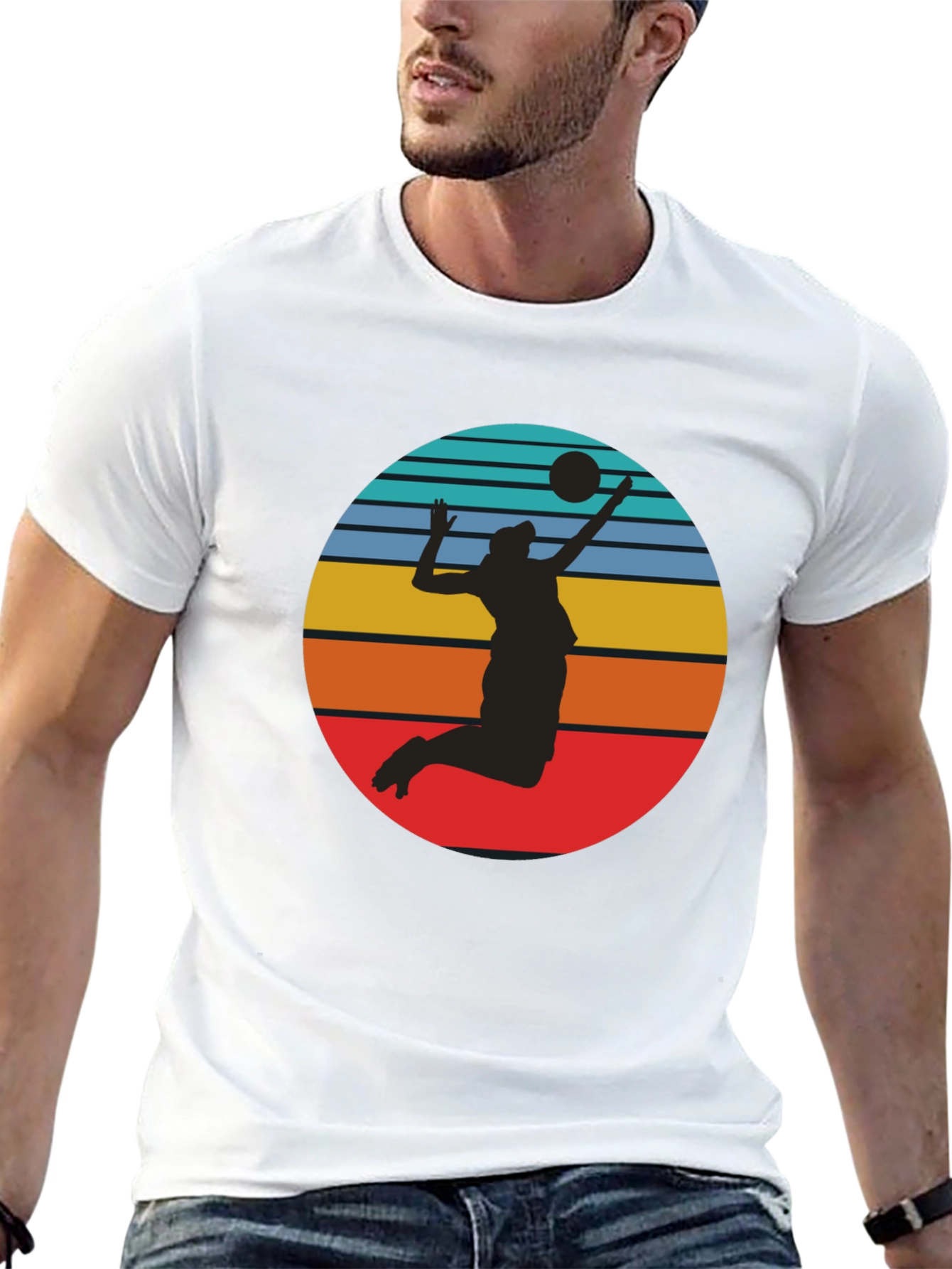 Volleyball Sunset Graphic Tee - Black