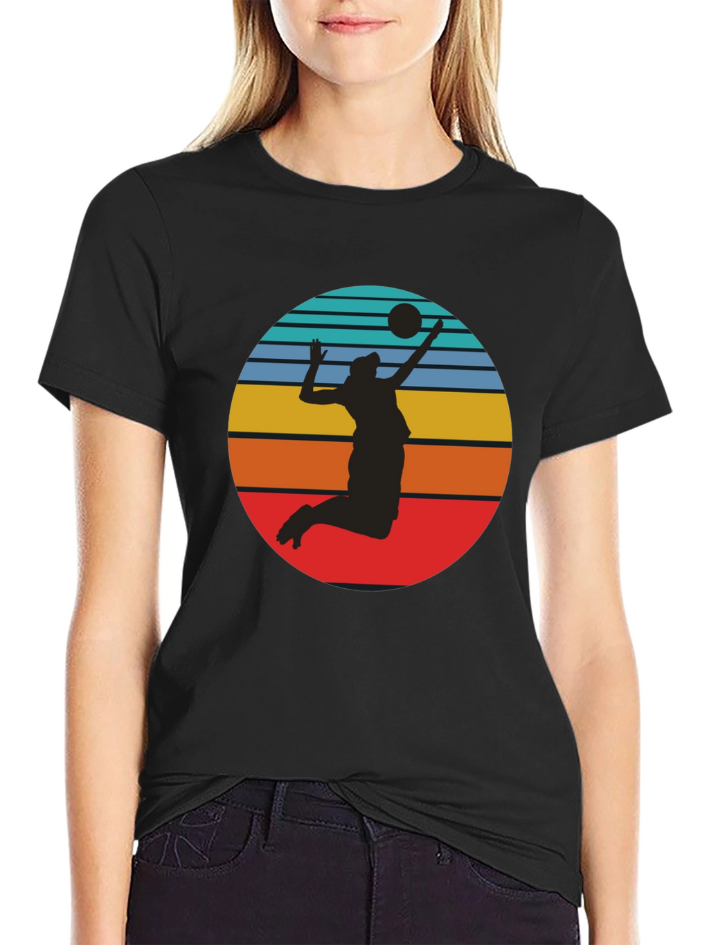 Volleyball Sunset Graphic Tee - Black