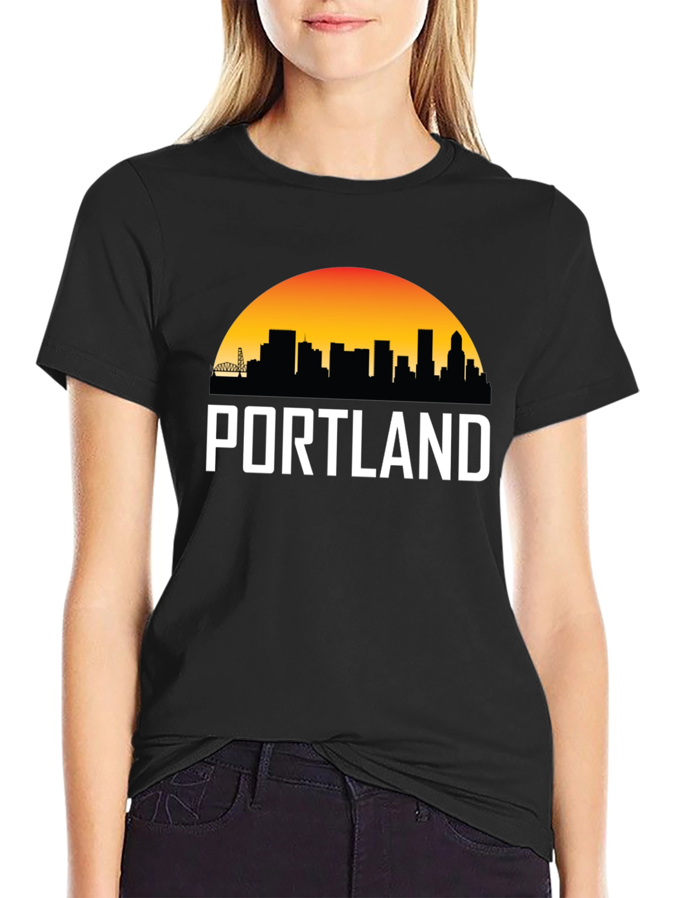 Portland Skyline Graphic Tee - Black