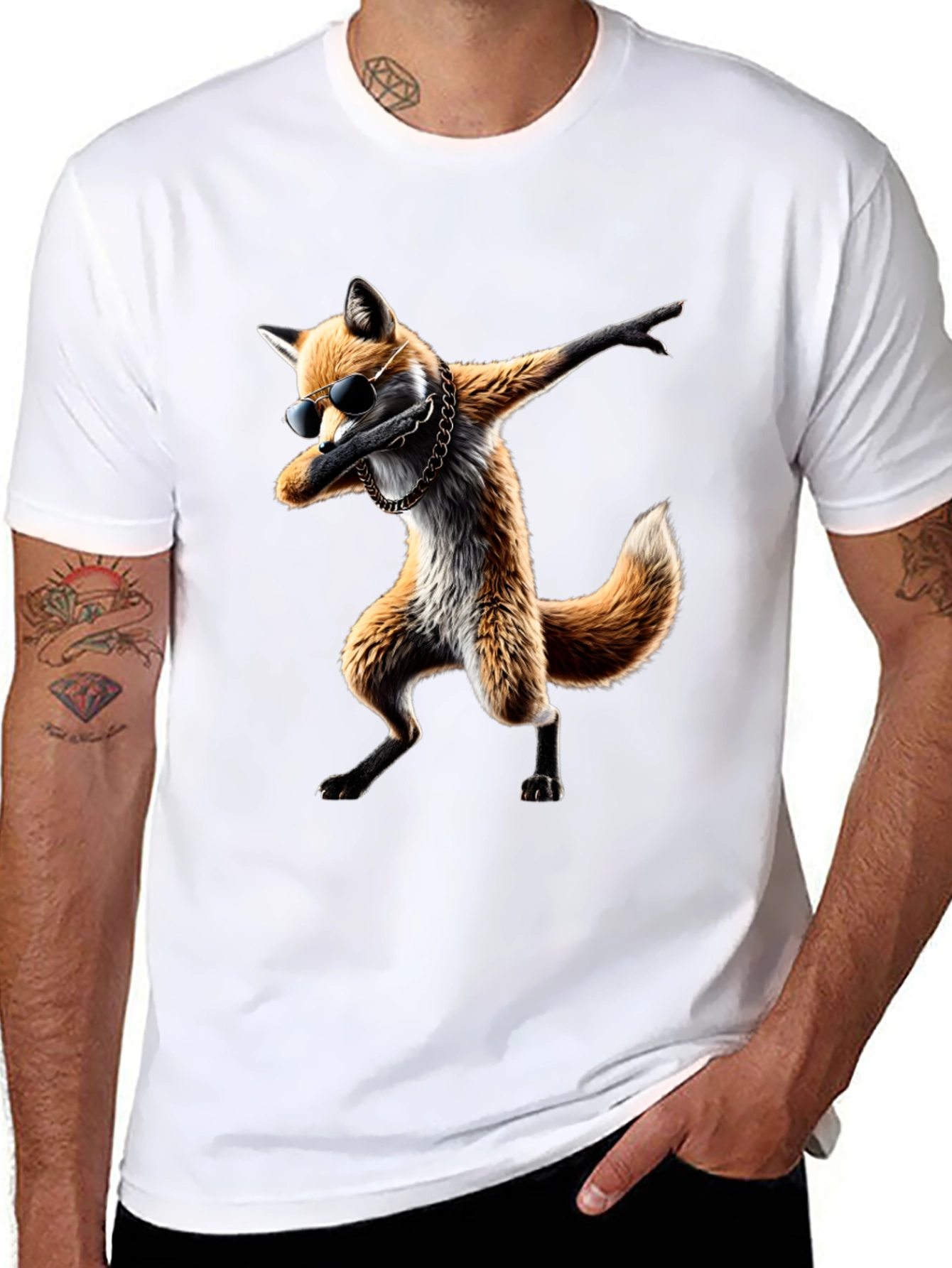 Dabbing Fox Graphic Tee - Cool Black T-Shirt