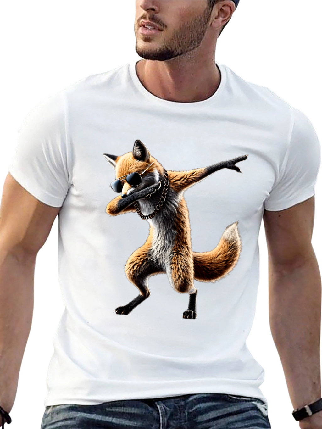Dabbing Fox Graphic Tee - Cool Black T-Shirt