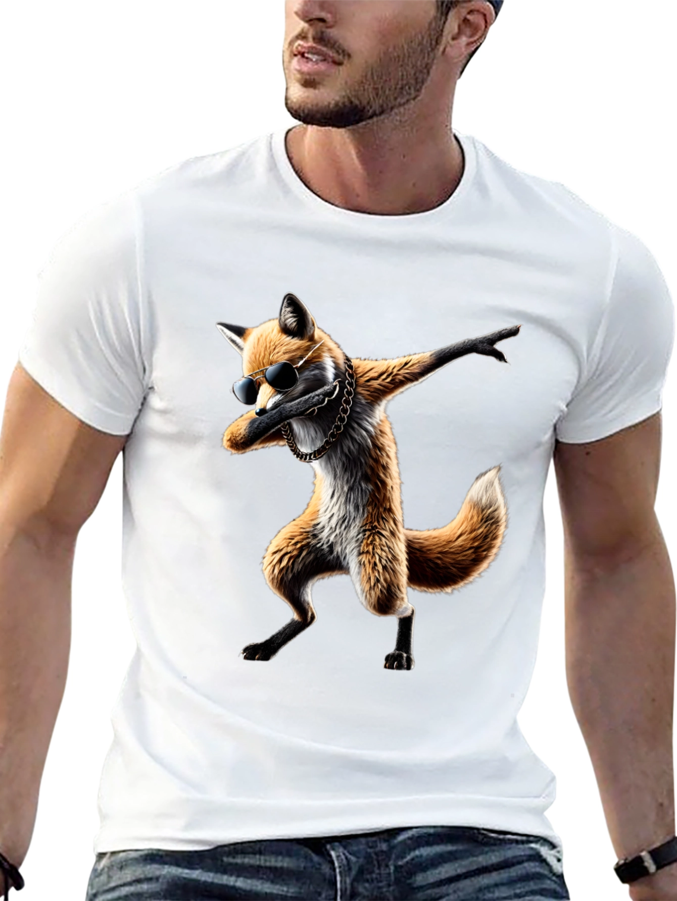 Dabbing Fox Graphic Tee - Cool Black T-Shirt
