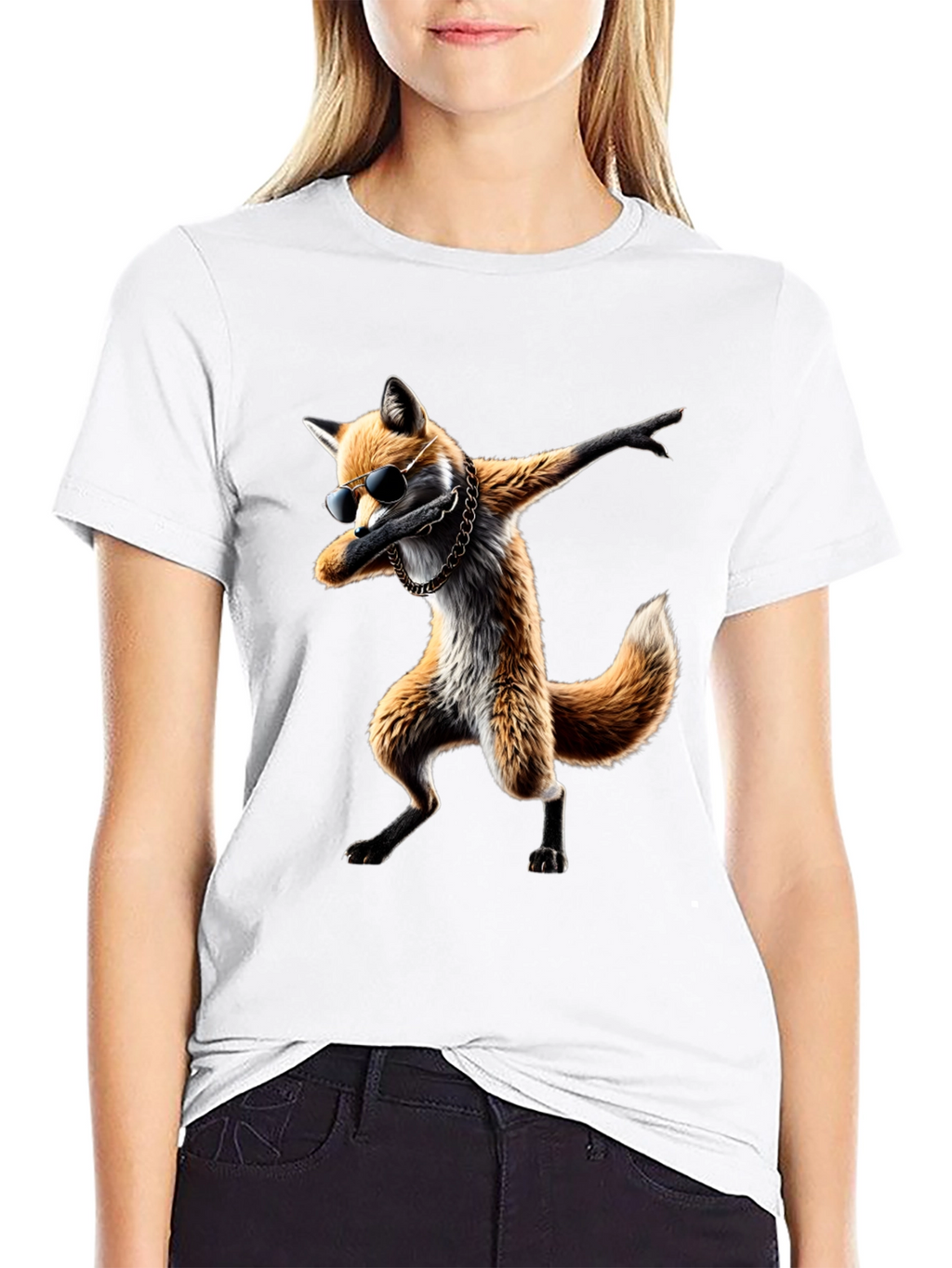 Dabbing Fox Graphic Tee - Cool Black T-Shirt
