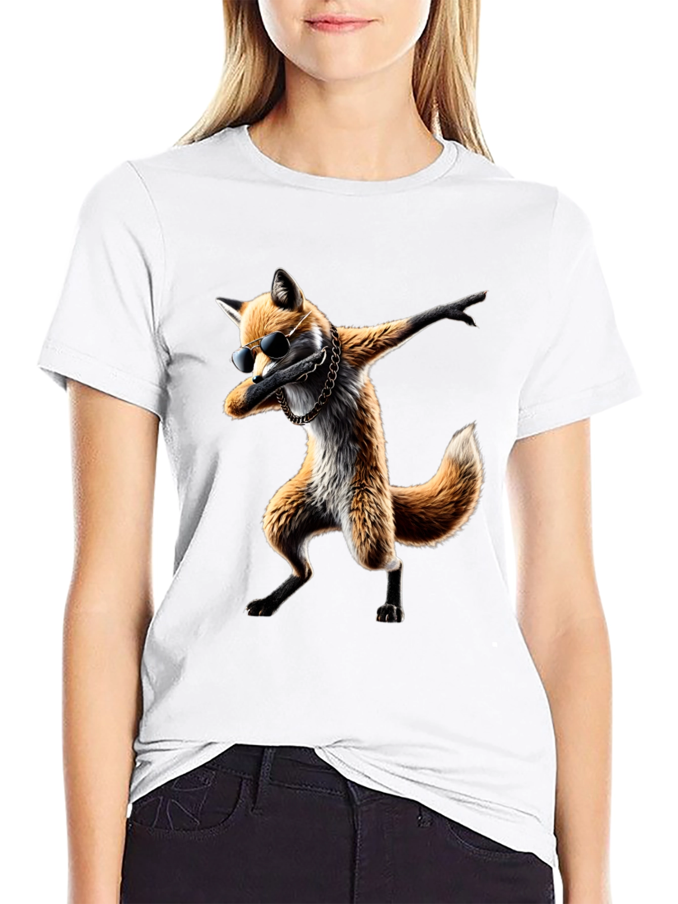 Dabbing Fox Graphic Tee - Cool Black T-Shirt