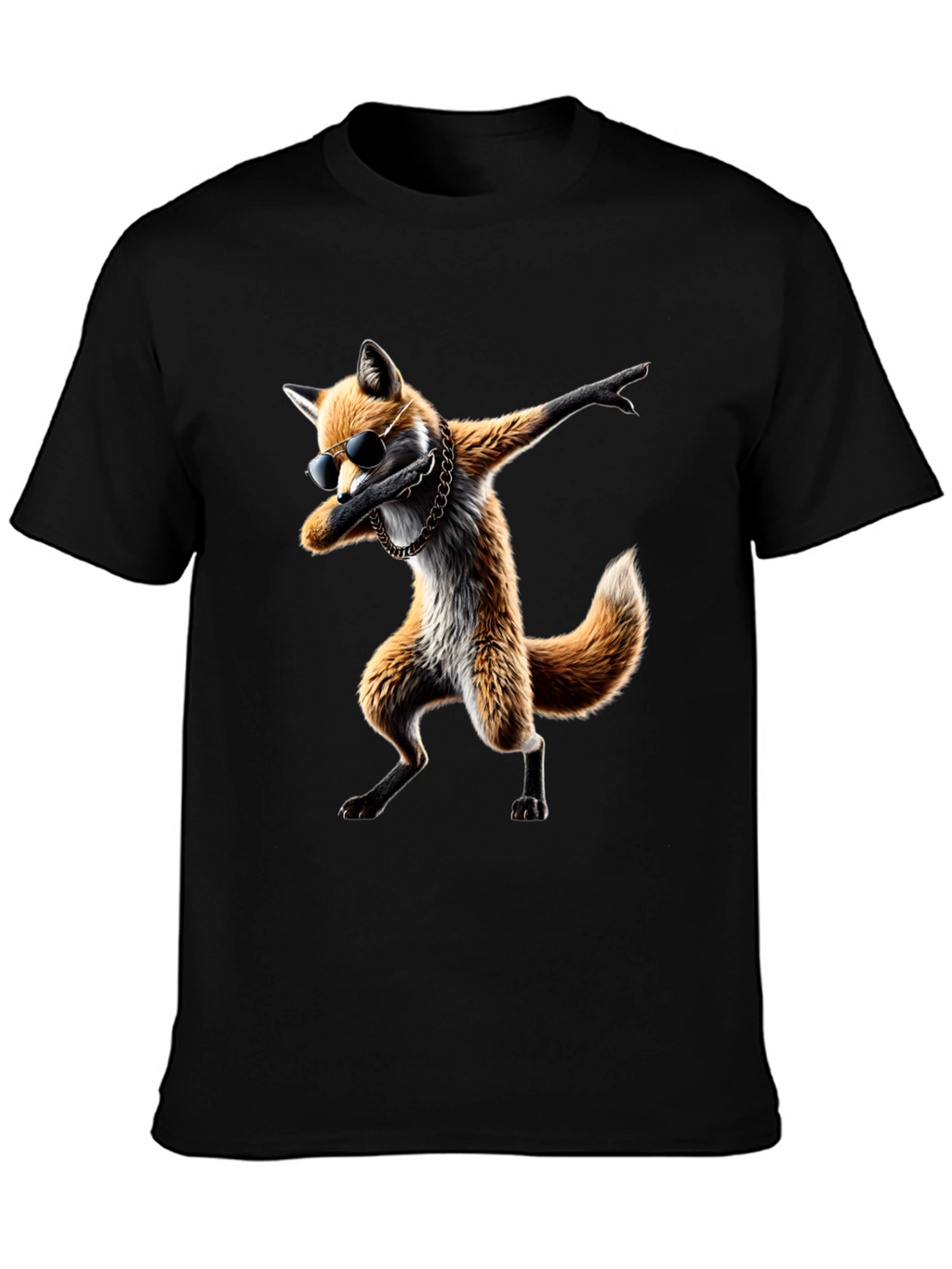 Dabbing Fox Graphic Tee - Cool Black T-Shirt
