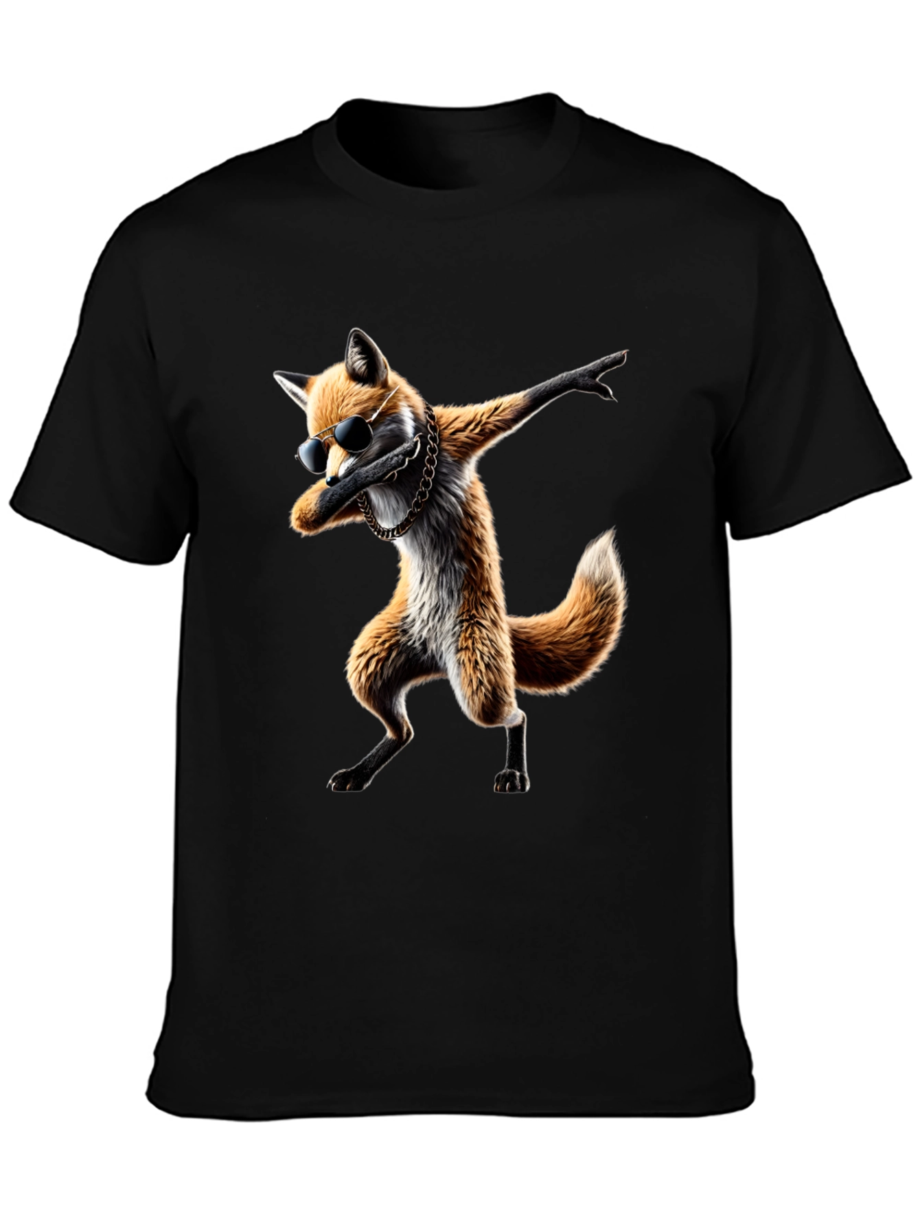 Dabbing Fox Graphic Tee - Cool Black T-Shirt