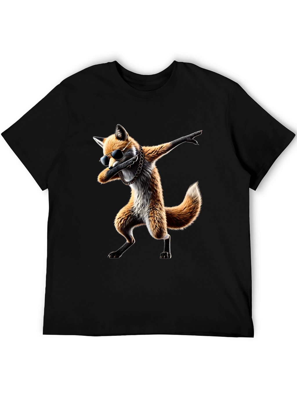 Dabbing Fox Graphic Tee - Cool Black T-Shirt