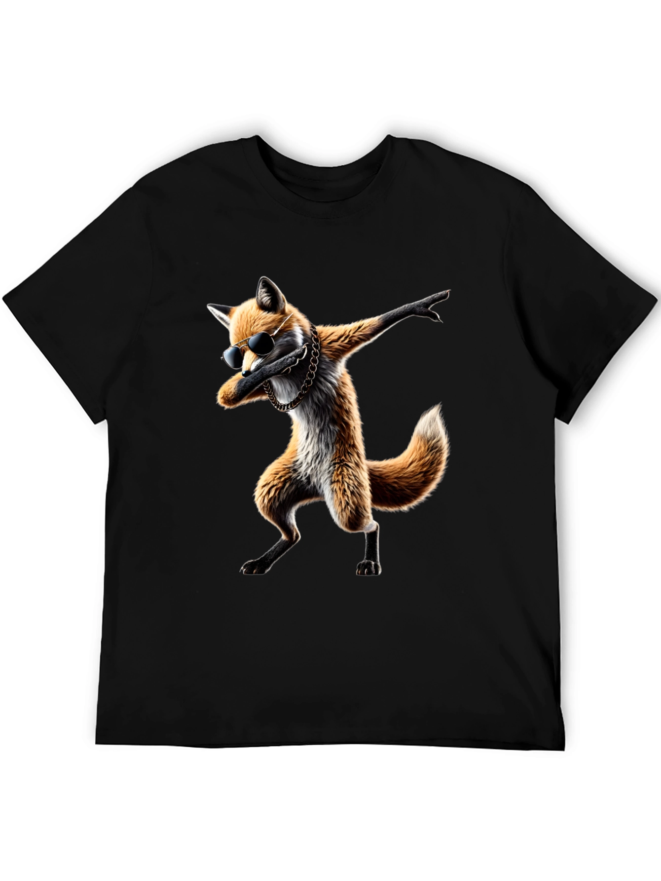 Dabbing Fox Graphic Tee - Cool Black T-Shirt