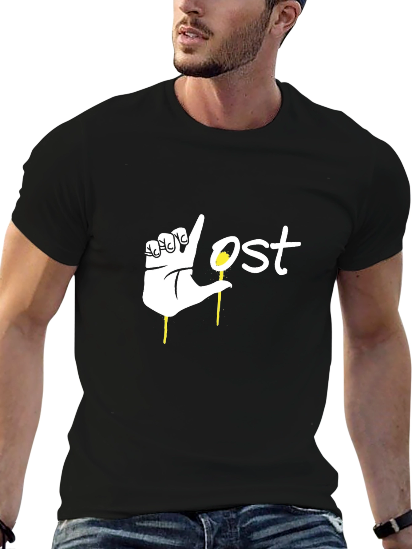 Lost Hand Graphic Black T-Shirt - Stylish Mens Tee