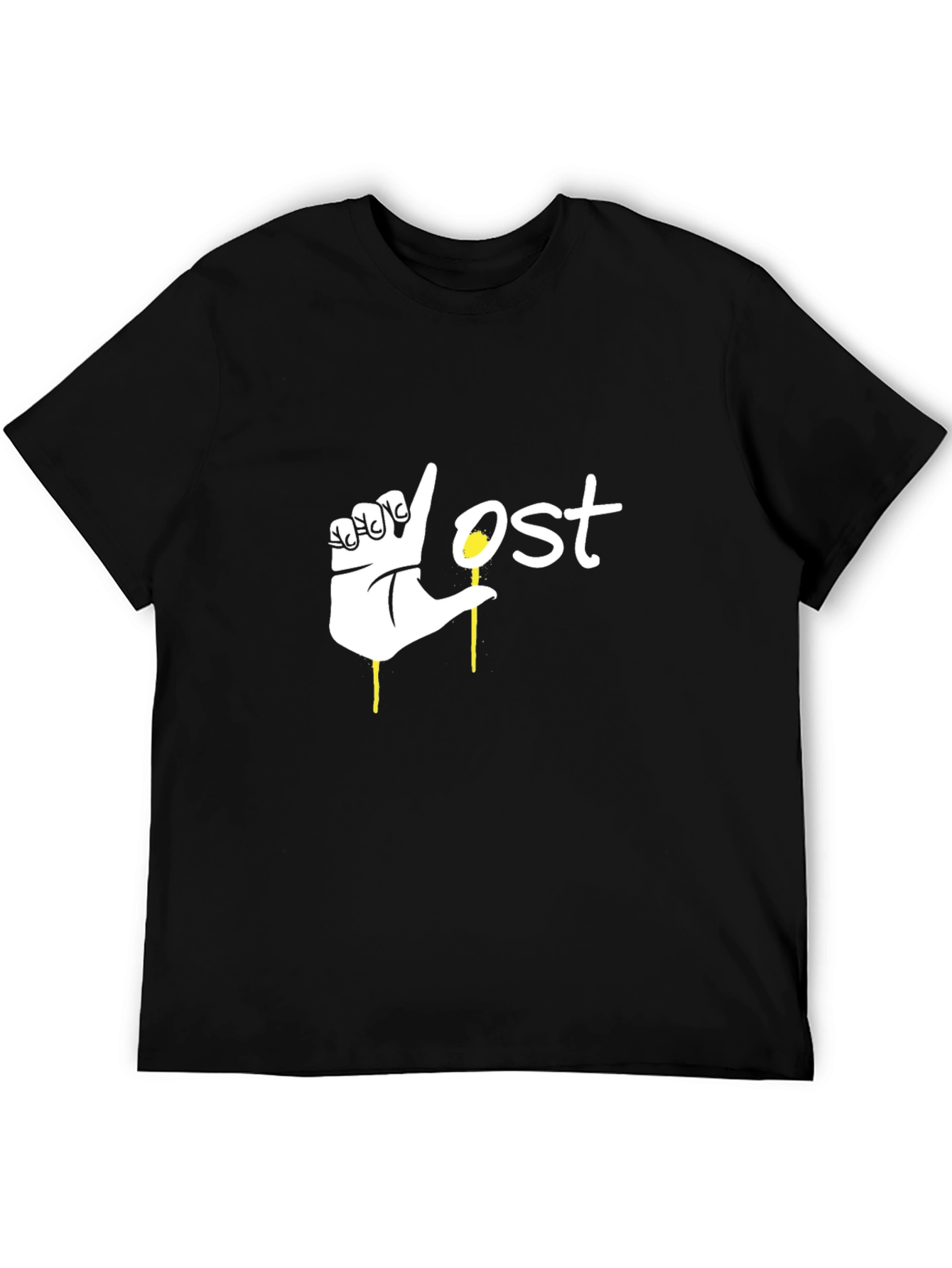Lost Hand Graphic Black T-Shirt - Stylish Mens Tee