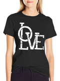 Love Graphic Print Black T-Shirt
