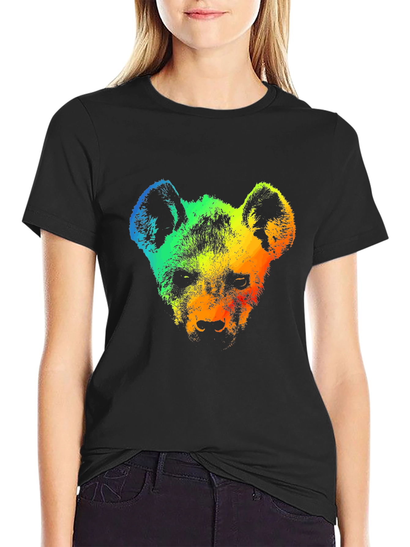 Rainbow Hyena Graphic Tee - Stylish Mens T-Shirt