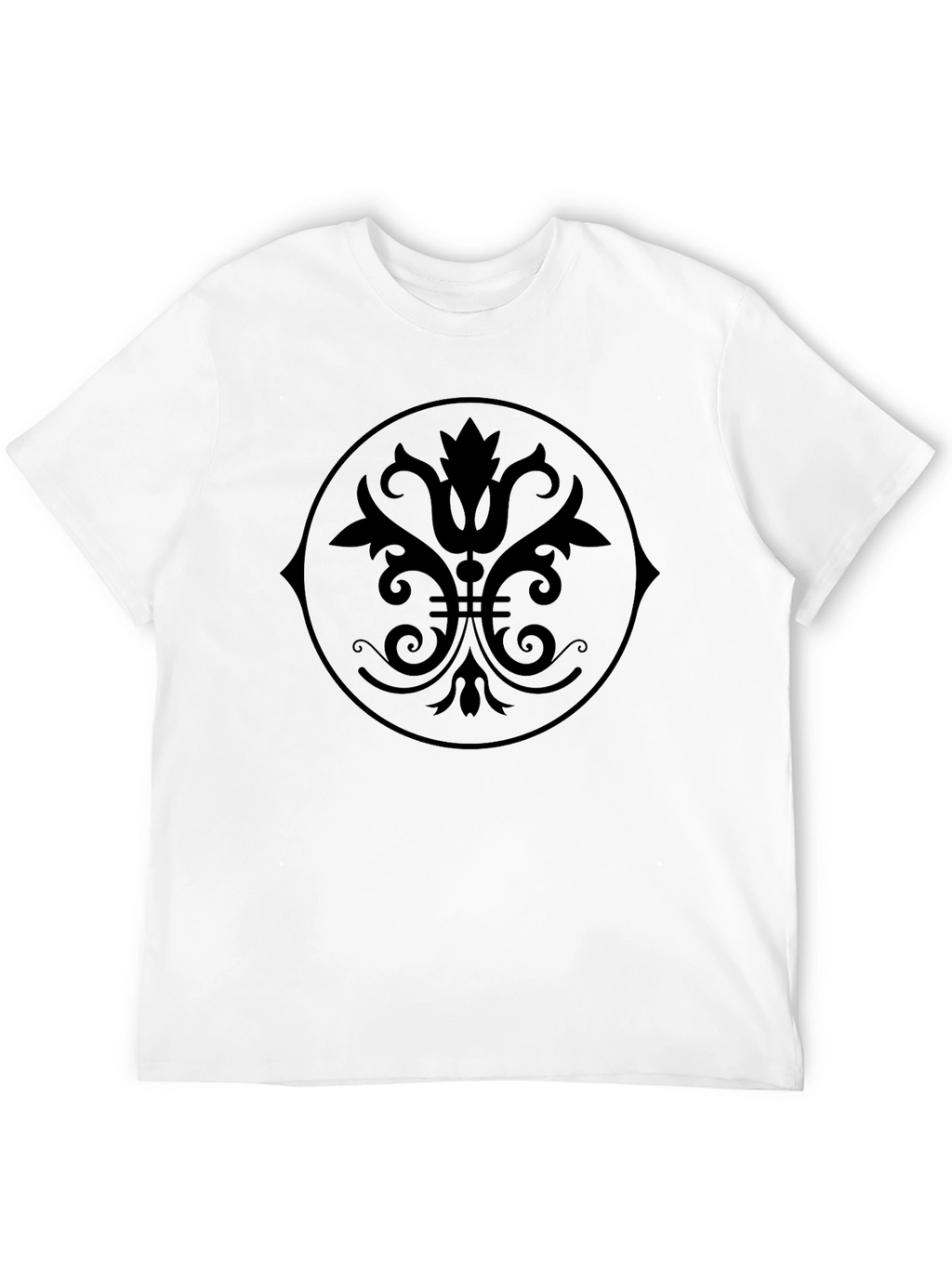 Black Graphic Tee - Floral Medallion Design
