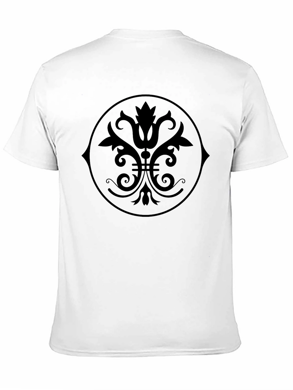 Black Graphic Tee - Floral Medallion Design