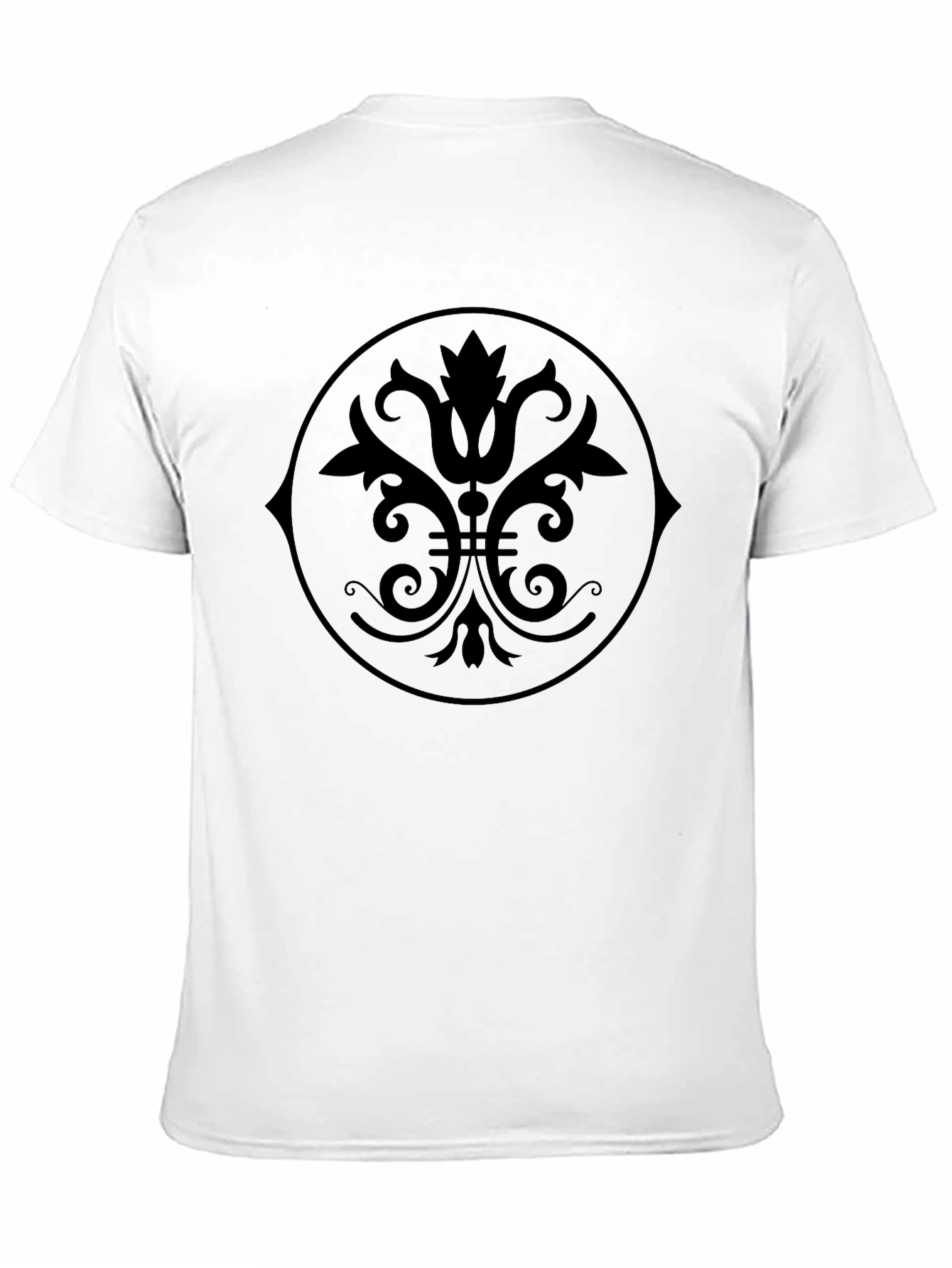 Black Graphic Tee - Floral Medallion Design