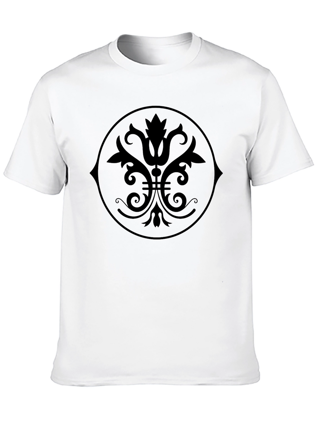 Black Graphic Tee - Floral Medallion Design