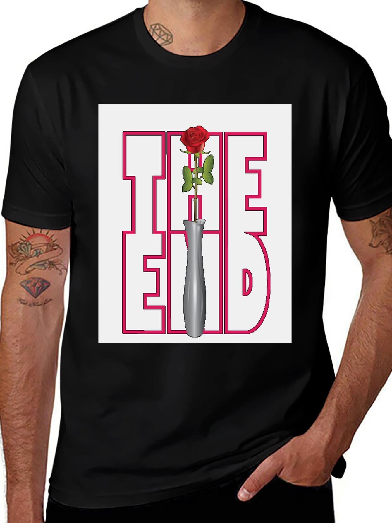 The End Rose Graphic Black T-Shirt