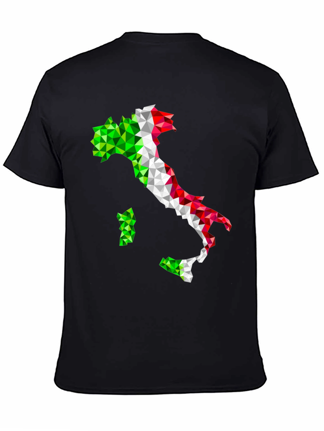 Geometric Italy Flag Graphic Print Black T-Shirt