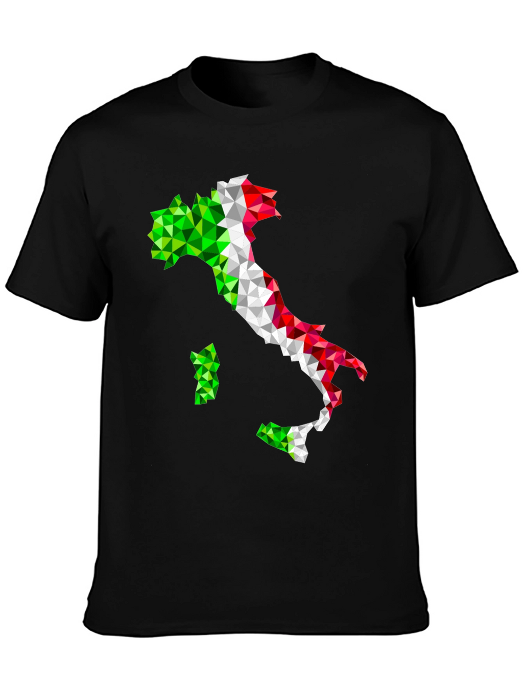 Geometric Italy Flag Graphic Print Black T-Shirt