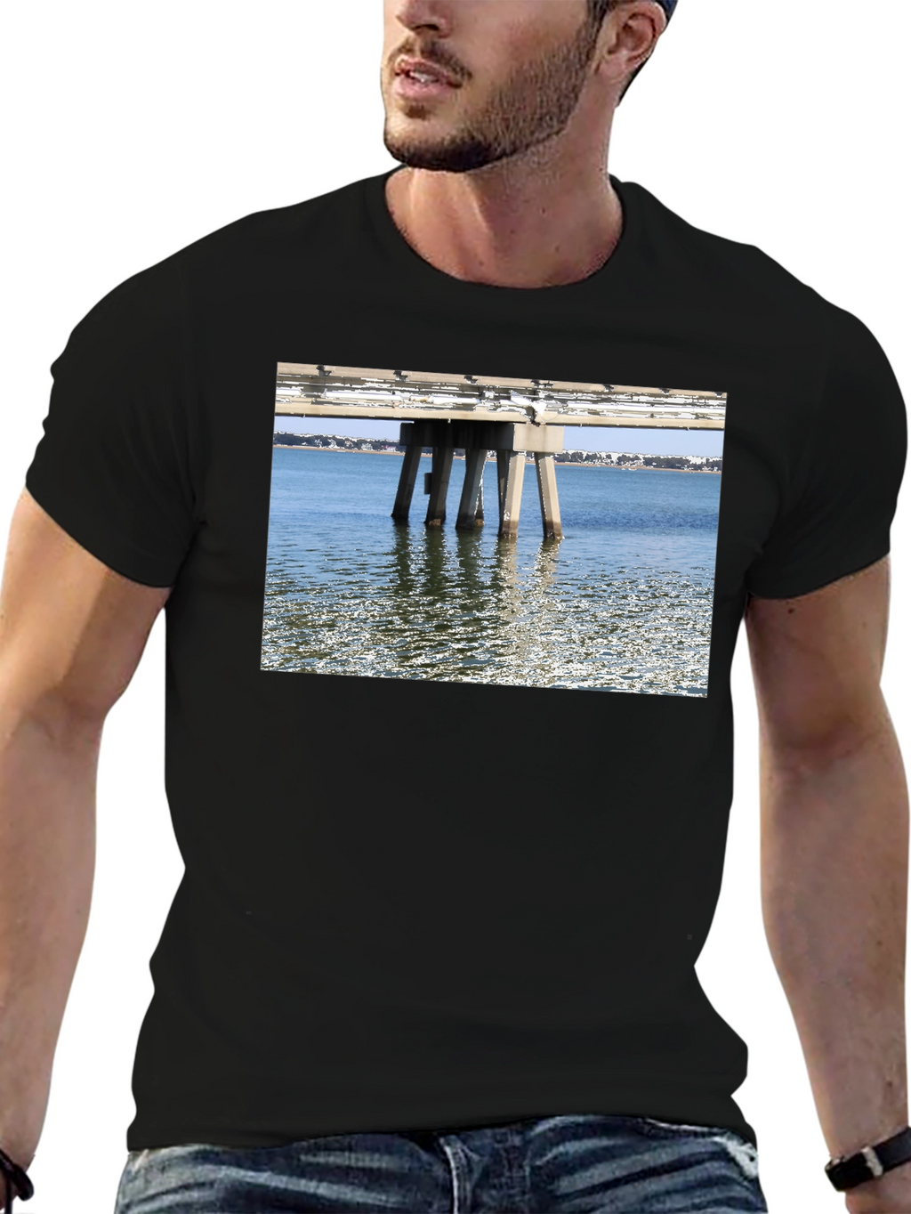 Bridge View Graphic Tee - Black Cotton Casual Wear