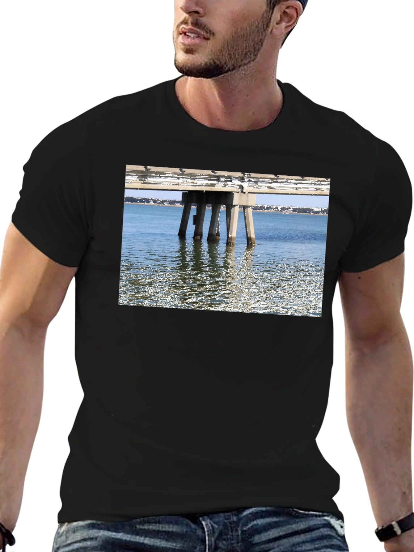 Bridge View Graphic Tee - Black Cotton Casual Wear