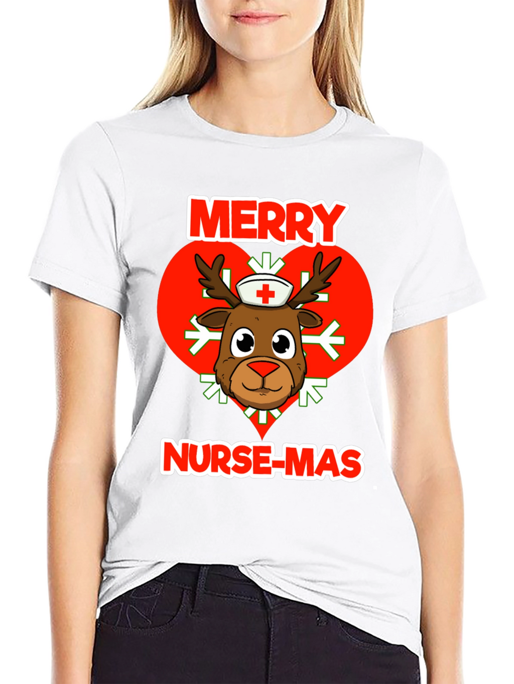 Merry Nurse-Mas T-Shirt: Reindeer Nurse Christmas Tee