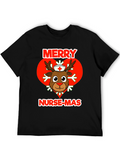 Merry Nurse-Mas T-Shirt: Reindeer Nurse Christmas Tee
