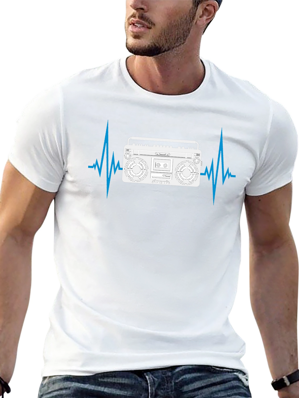 Boombox Heartbeat Mens Black T-Shirt