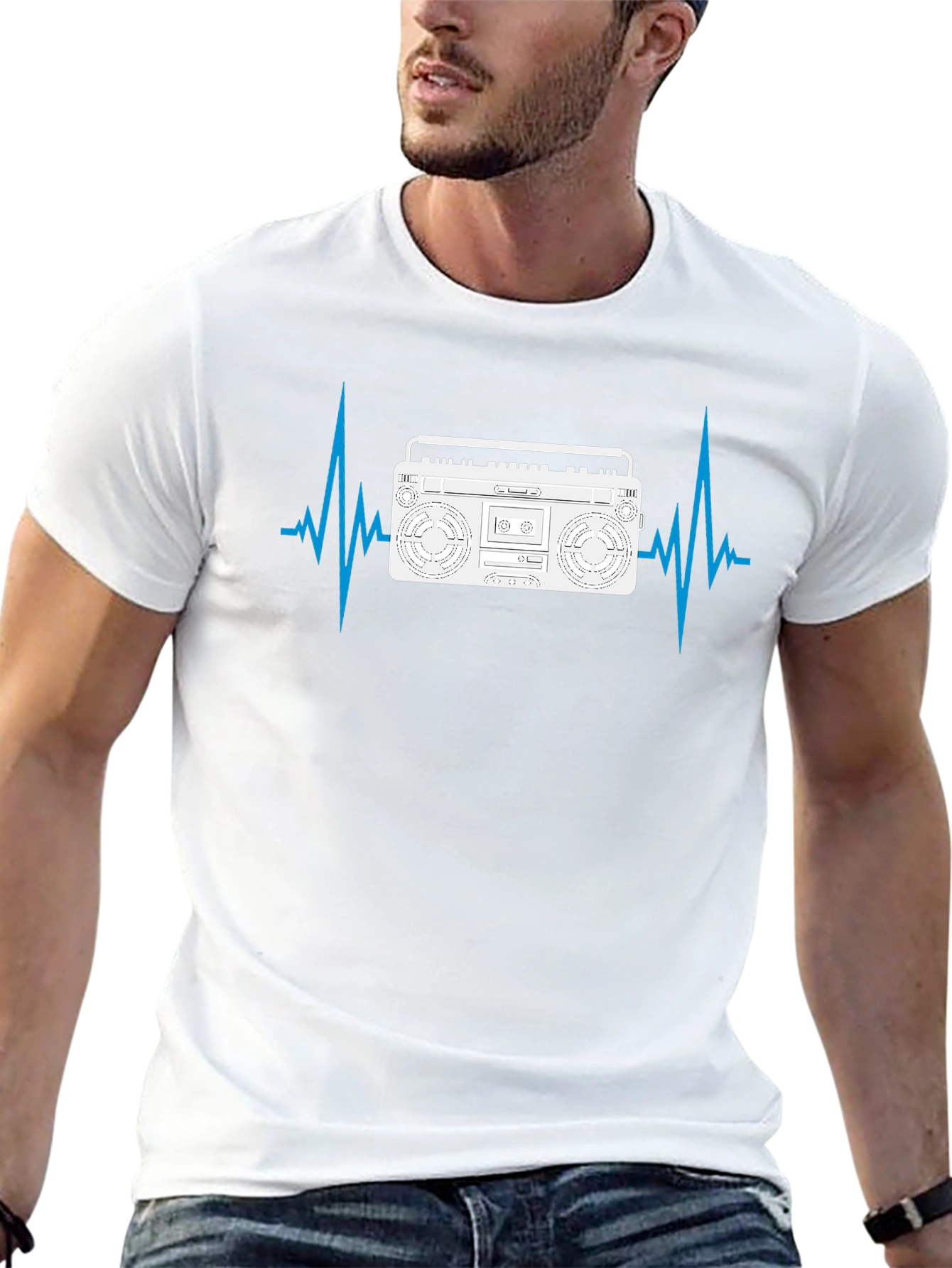 Boombox Heartbeat Mens Black T-Shirt